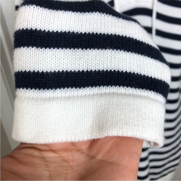Nautica Cotton Knit V Neckline String Navy White Stripes Versatile Sweater M - Picture 4 of 10